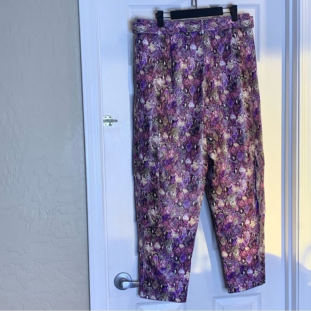 ASOS Purple Snakeskin Print High Rise Cropped Pants Size 10 - Picture 4 of 11